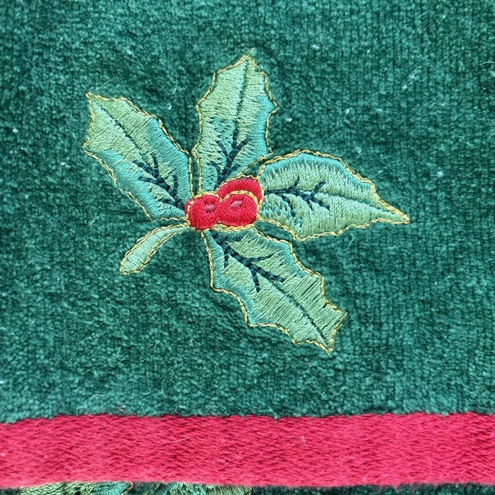 Christmas Bath Fingertip Towel + Tea Towel Set Green Holly Berry Walmart